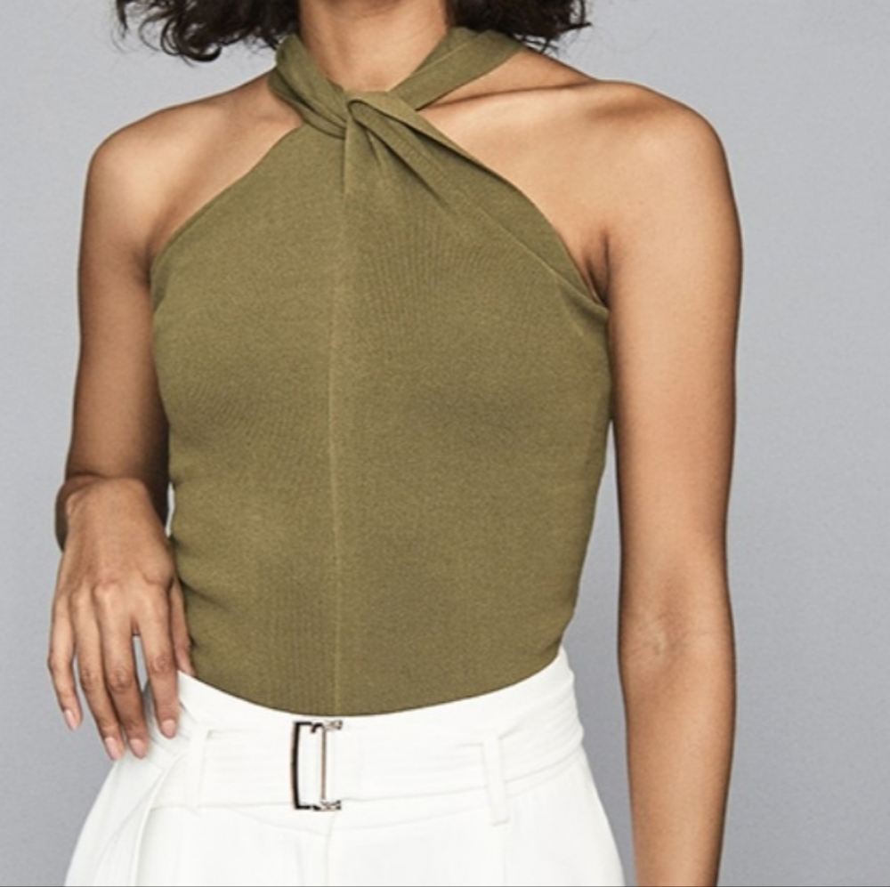 Reiss Olive Halter Neck Blouse